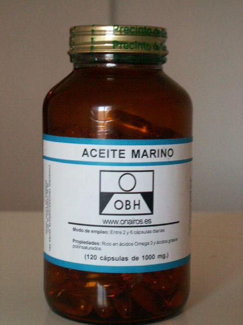 Suplementos nutricionales. Aceite marino. Omega 3 y 6
